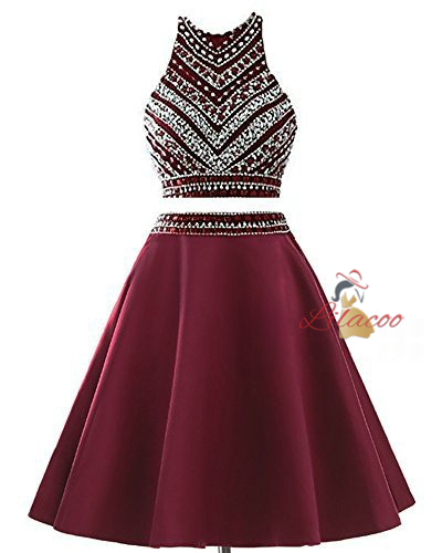 Royal Blue Two Piece Satin Beading Homecoming Dress