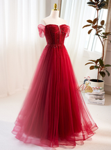 Tulle Off the Shoulder Beading Prom Dress