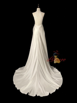 White Satin Lace Halter Wedding Dress
