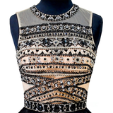 Black Beading Crystal Homecoming Dress