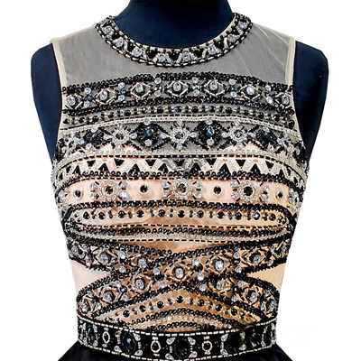 Black Beading Crystal Homecoming Dress