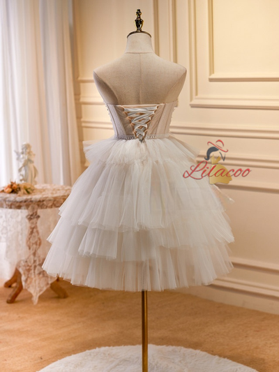 Tulle Sweetheart Beading Homecoming Dress