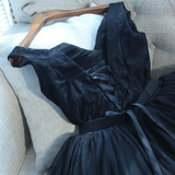 Black Lace V-neck Homecoming Dress