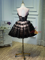 Black Tulle Lace Strapless Homecoming Dress