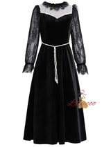 Black Velvet Lace Long Sleeve Mother Of The Bride Dress