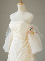 Ivory Strapless Pleats Wedding Dress