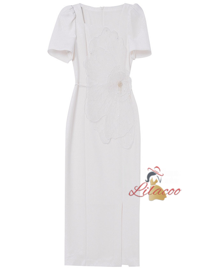 White Short Sleeve Lace Mother Of The Bride Dress