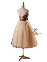 Champagne Tulle Strapless Homecoming Dress
