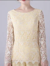 Yellow Chiffon Lace Mother Of The Bride Dress
