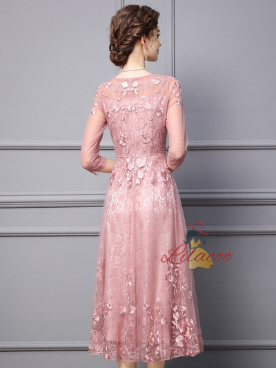 Pink Tulle Lace Mother Of The Bride Dress