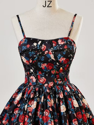 Black Straps Print Quinceanera Dress