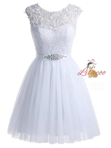Purple Tulle Lace Appliques Homecoming Dress