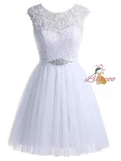 Purple Tulle Lace Appliques Homecoming Dress