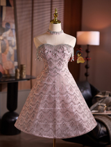 Pink Tulle Sequins Beading Homecoming Dress
