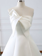 Ivory White Strapless Satin Wedding Dress