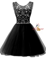 Blue Tulle Beading Crystal Homecoming Dress
