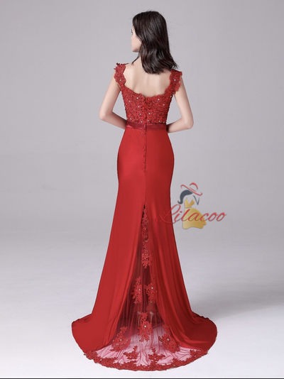 Red Mermaid Beading Mother Of The Bride Dress