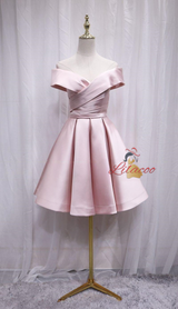 Pink Satin Pleats Homecoming Dress