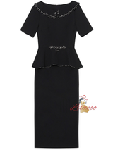 Black Short Sleeve Beading Mother Of The Bride Dress