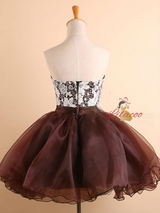 Brown Strapless Lace Homecoming Dress