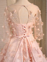 Yellow Short Sleeve 3D Flower Homecoming Dress