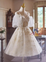 Tulle Sequins Spaghetti Straps Pleats Homecoming Dress