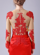 Red Mermaid Appliques Mother Of The Bride Dress