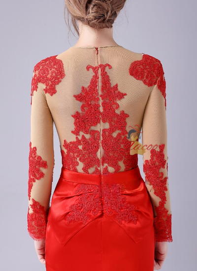 Red Mermaid Appliques Mother Of The Bride Dress