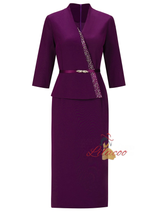 Purple Short Sleeve Mother Of The Bride Dress