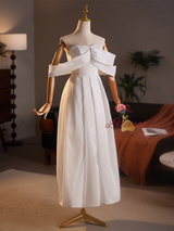 Strapless Ankle Length Pleats Wedding Dress