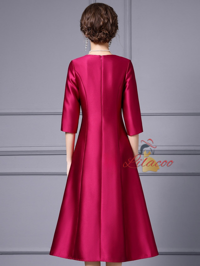 Fuchsia Satin Beading Mother Of The Bride Dress