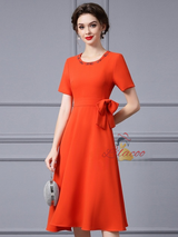 Orange Short Sleeve Mother Of the Brides Dress