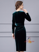 Dark Green Velvet Mother Of The Bride Dress
