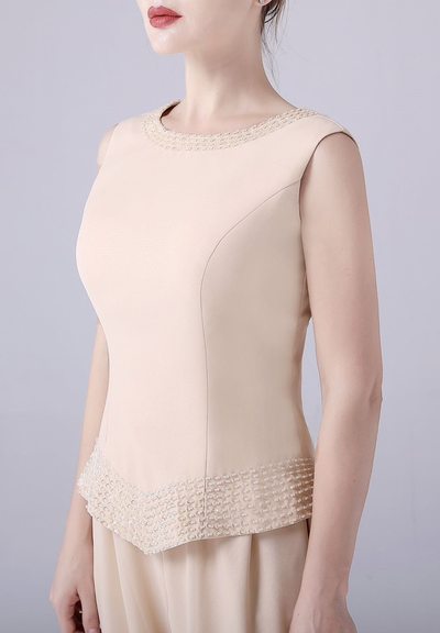 Champagne Chiffon Beading Mother Of The Bride Dress