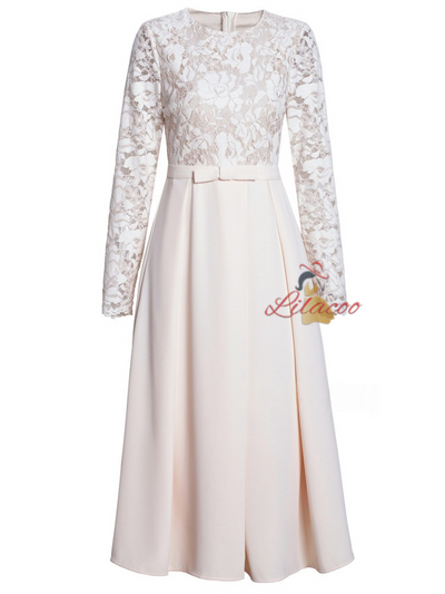 Purple Lace Long Sleeve Mother Of The Bride Dress