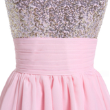 Pink Chiffon Sequins Homecoming Dress