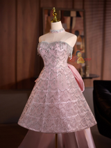 Pink Tulle Sequins Beading Homecoming Dress