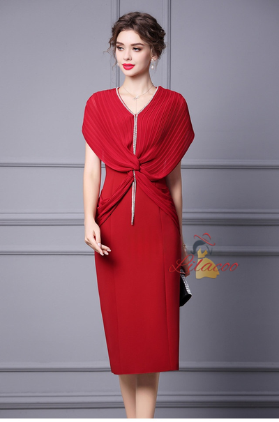 Yellow Chiffon Pleats Mother Of The Bride Dress