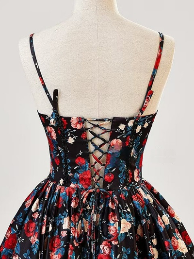 Black Straps Print Quinceanera Dress