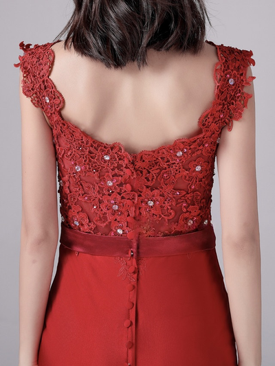 Red Mermaid Beading Mother Of The Bride Dress