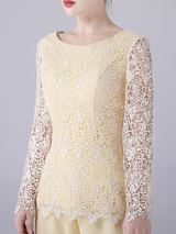 Yellow Chiffon Lace Mother Of The Bride Dress