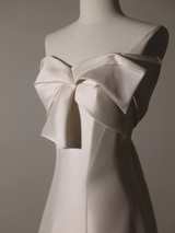 White Satin Strapless Wedding Dress