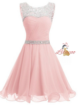 Blue Chiffon Beading Crystal Homecoming Dress