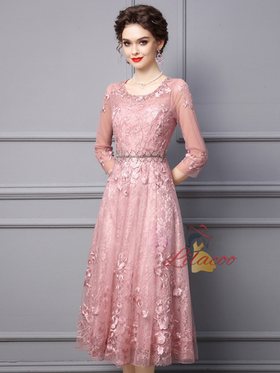 Pink Tulle Lace Mother Of The Bride Dress