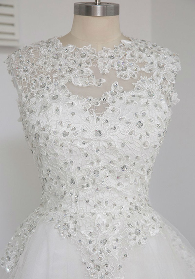 White Tulle Appliques Beading Homecoming Dress