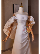 Simple White Strapless Pleats Split Wedding Dress