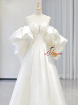 White Satin Sweetheart Wedding Dress