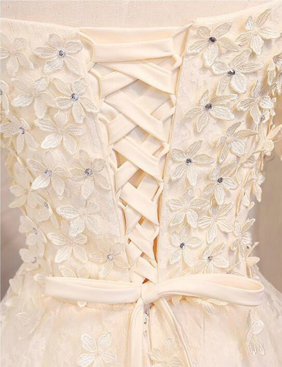 Yellow Lace 3D Flower Homecoming Dress