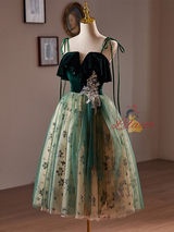 Green Tulle Sequins Straps Homecoming Dress