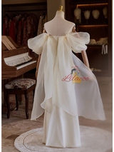 Simple Ivory Strapless Split Pleats Wedding Dress